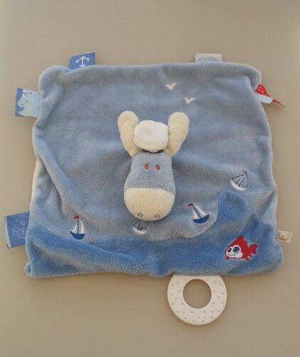 Doudou Plat Âne Captain Paco Bleu Noukies