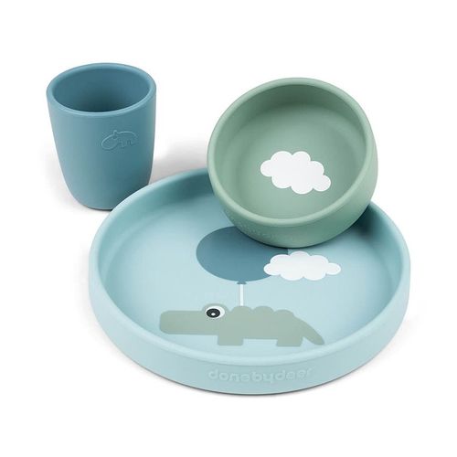 Coffret Repas En Silicone Happy Clouds Bleu - Bleu