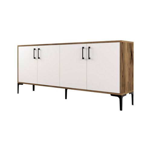 Buffet Effet Bois Beige, Blanc 180x35 Cm