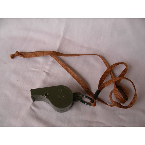 Ww2/Postwar Us Sifflet Plastique Militaire Règlementaire Américain Marqué " U.S. "