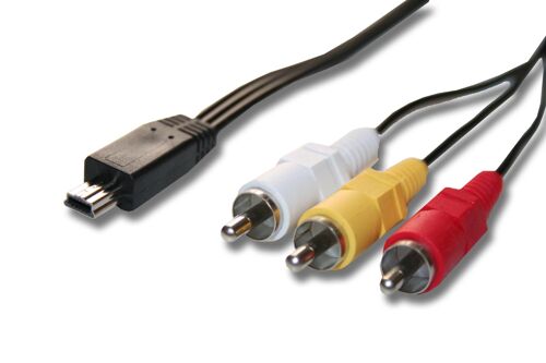 vhbw Adaptateur audio video AV câble en composite compatible avec Canon EOS 1D Mark IV, 300D, 500D, 550D, 5D Mark II, 600D, 60D, 650D appareil photo