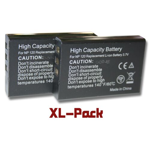 vhbw 2x Batterie compatible avec Aiptek HDDV 8300, DXG-595V, Cinema V10 Plus, AHD H12 Extreme appareil photo (1600mAh, 3,7V, Li-ion)