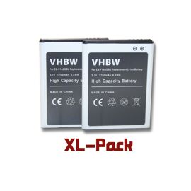 vhbw set de 2 batteries 1750mAh pour smartphone Samsung Galaxy GT-i9105P, EK-GC110, EK-GC120 remplace EB-F1A2GBU, EB-F1A2