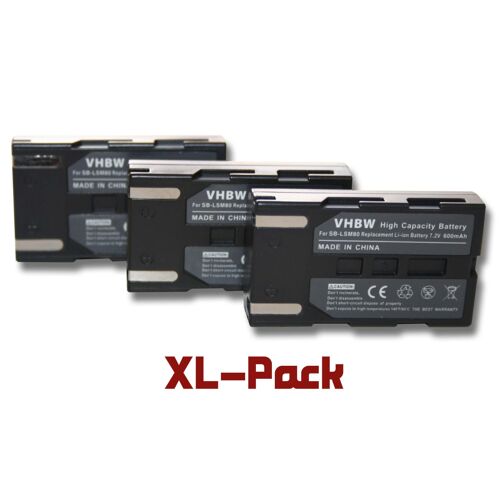 vhbw 3x Batterie compatible avec Samsung VP-DC163, VP-DC161W, VP-DC161, VP-D6550, VP-D653, VP-D651 caméra vidéo caméscope (600mAh, 7,2V, Li-ion)