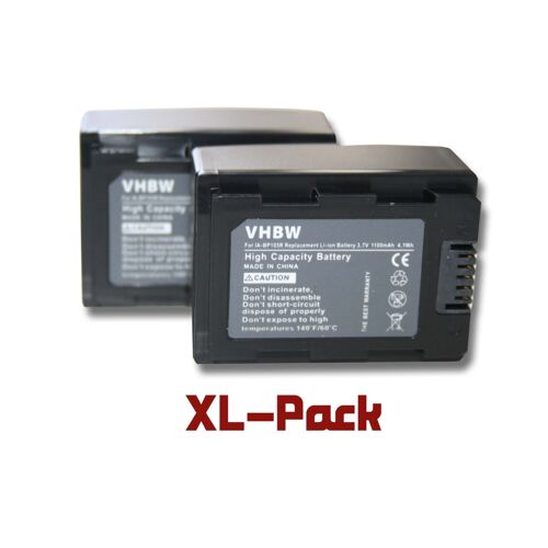 vhbw 2x Batterie compatible avec Samsung SMX-F50, HMX-H305, HMX-H304, HMX-H320BP, HMX-H320, HMX-H400 caméra vidéo caméscope (1100mAh, 3,7V, Li-ion)