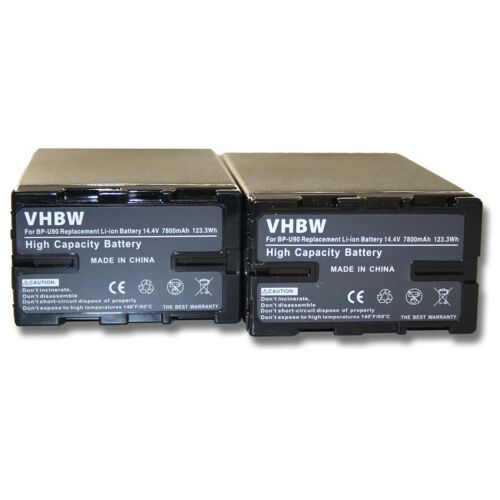vhbw set de 2 batteries 7800mAh à puce pour caméscope Sony PMW-EX1 PMW-EX3 PMW-F3 PMW-100 PMW-150 PMW-160 PMW-200 et BP-U30, BP-U60, BP-U90, BP-U95