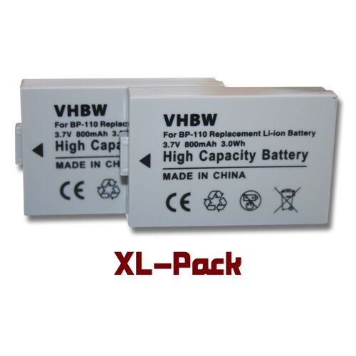 vhbw 2x Batterie compatible avec Canon Legria HF R205, HF R206, HF R26, HF R27 caméra vidéo caméscope (800mAh, 3,7V, Li-ion) avec puce d'information