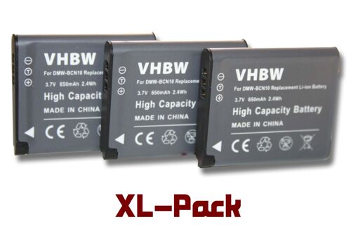 vhbw 3x Batteries compatible avec Panasonic Lumix DMC-LF1, DMC-LF1K, DMC-LF1W appareil photo, reflex numérique (650mAh, 3,7V, Li-ion)
