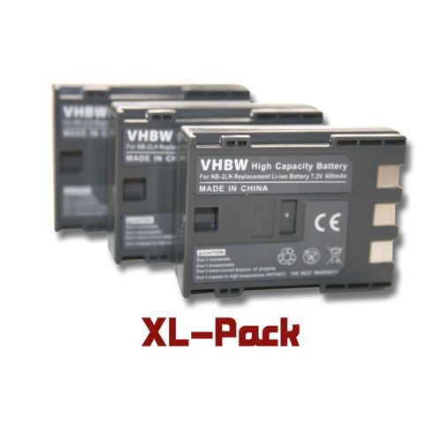 vhbw 3x Batterie compatible avec Canon PowerShot S70, S80, S50, S60, G7, G9, S40, S45, S30 caméra vidéo caméscope (600mAh, 7,2V, Li-ion)