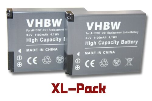 vhbw 2x Batterie compatible avec GoPro HD Naked Hero, Helmet Hero, Surf Hero, Motorsports Hero, Hero caméra vidéo caméscope (1100mAh, 3,7V, Li-ion)