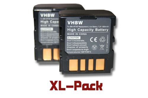 vhbw set de 2 batteries pour JVC GR-D360EX GR-D345 GR-D345EG GR-D325 GR-D325EG GR-DF420 GR-DF420EX GR-DF425 GR-DF425E GR-DF450 GR-DF450U GR-DF470.