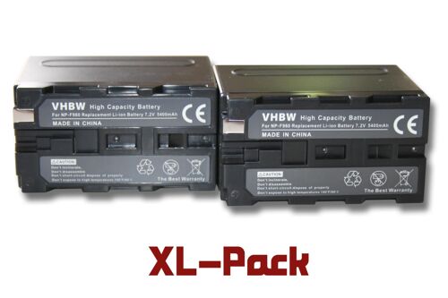 vhbw 2x Batteries compatible avec Sony GV-D800, HDR-AX2000, HDR-AX2000E, HDR-FX1, HDR-FX7(E) caméra vidéo caméscope (6000mAh, 7,2V, Li-ion)