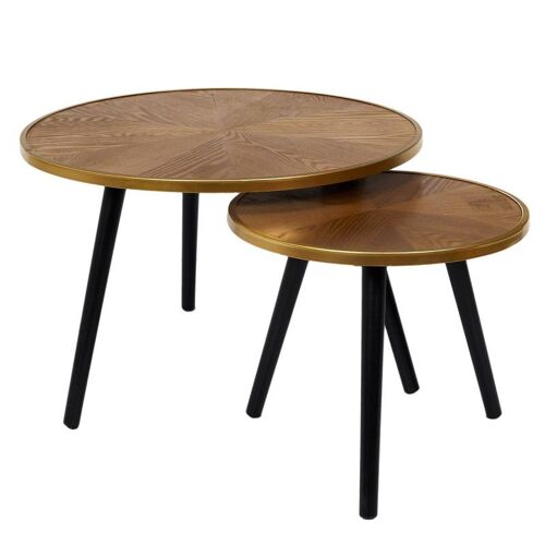 Lot de 2 Tables Gigognes "Felix" 40cm Naturel & Noir