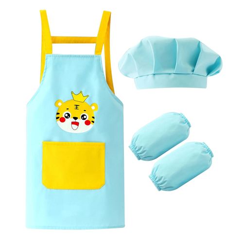 Tablier Imperméable Pour Enfants,Bavoir De Couverture Avec Chapeau,Manche De Bras,Accessoires De Costume De Cosplay De Peintre Et De Chef,Cuisine,Cuisson,Manger,Dessin,Mode - Type Sky Blue #A