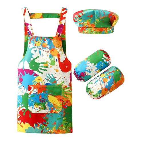 Tablier Imperméable Pour Enfants,Bavoir De Couverture Avec Chapeau,Manche De Bras,Accessoires De Costume De Cosplay De Peintre Et De Chef,Cuisine,Cuisson,Manger,Dessin,Mode - Type Colorful #B