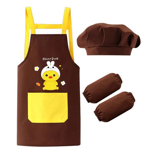 Tablier Imperméable Pour Enfants,Bavoir De Couverture Avec Chapeau,Manche De Bras,Accessoires De Costume De Cosplay De Peintre Et De Chef,Cuisine,Cuisson,Manger,Dessin,Mode - Type Brown #B