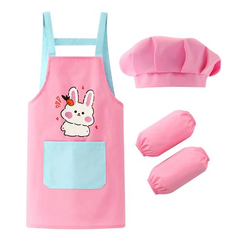 Tablier Imperméable Pour Enfants,Bavoir De Couverture Avec Chapeau,Manche De Bras,Accessoires De Costume De Cosplay De Peintre Et De Chef,Cuisine,Cuisson,Manger,Dessin,Mode - Type Pink #A