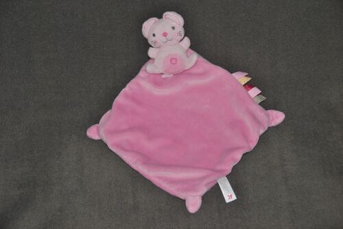 Doudou Plat Souris Chat Rose