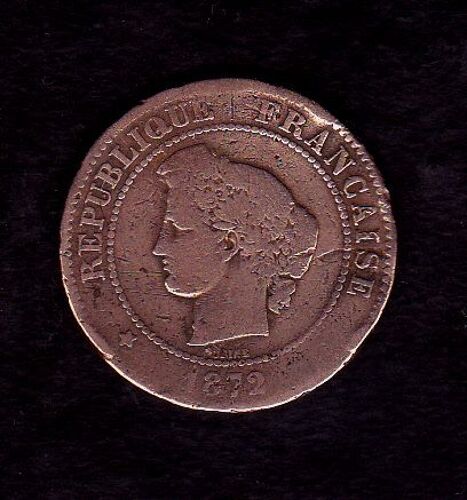 1 Piece De 5 Centimes Ceres Bronze 1872 Petit A Etat B Bonne Cote 