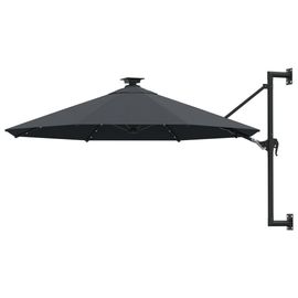 Parasol Mural Avec Mât Métallique Et Led 300 Cm Anthracite Helloshop26 02_0008690