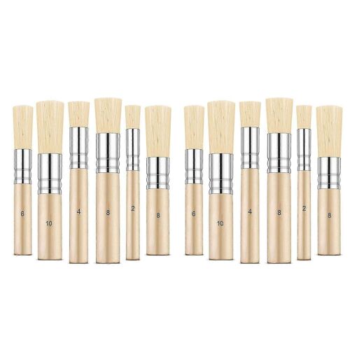 12 Pieces Wooden Stencil Brushes Painting Bristle Brushes For Acrylic Oil Watercolor Art Painting S