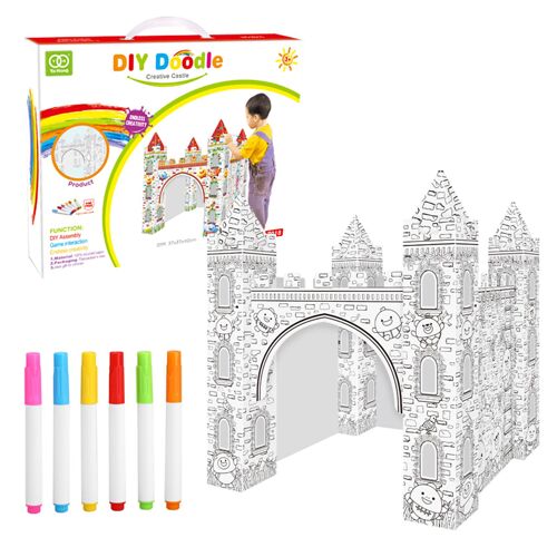 Château de dessin Doodle pour enfants, jouet créatif, avec des motifs de plantes et d'animaux mignons, marqueurs de couleur, bricolage, cadeaux pour bébés