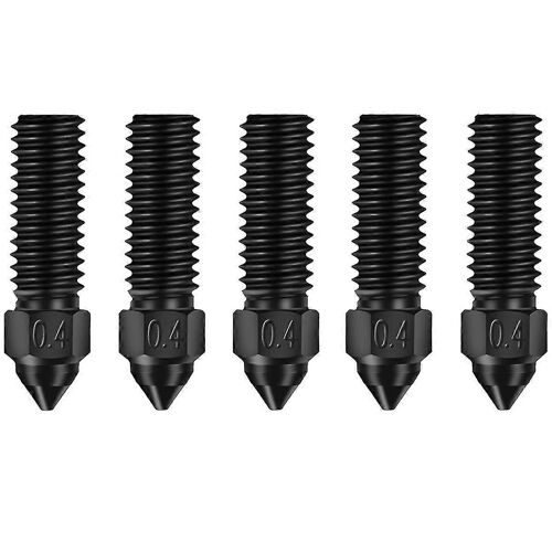 Buses en acier trempé d'imprimante 3D 5PCS 0,4 mm, impression à grande vitesse et buses d'extrudeuse à haut débit pour