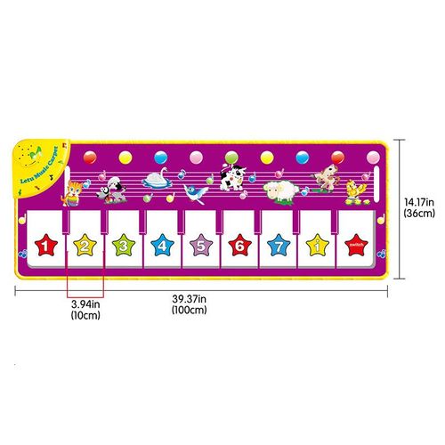 Tapis De Jeu Pour Enfants Et Filles, 100x36cm, Clavier Musical, Piano, 8 Animaux, Sons, Instrument De Musique, Jouets Éducatifs