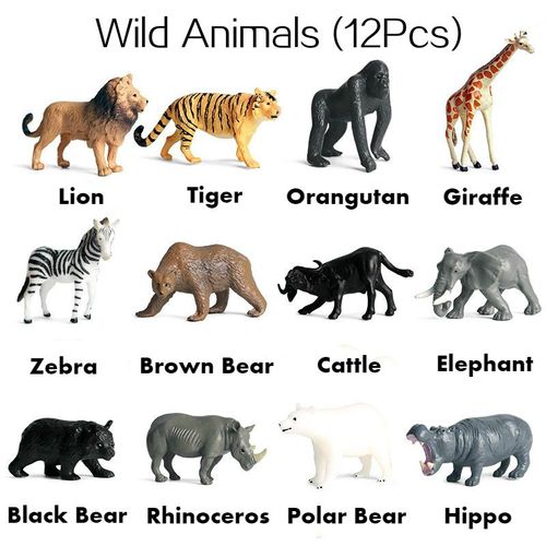 Figurines D'action De Dinosaures Pour Enfants, 12 Pièces/Ensemble, Modèles De Jouets Pour Enfants, Lion, Tigre, Baleine, Requin, Cognition, Jouets Éducatifs, Cadeau De Collection