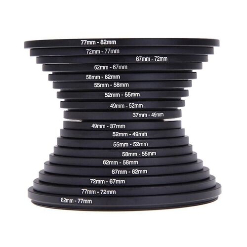 18pcs 37-82mm Objectif Caméra Monture Anneau Filtre Adaptateur Set Photographie Convertisseur Accessoires Down Easy