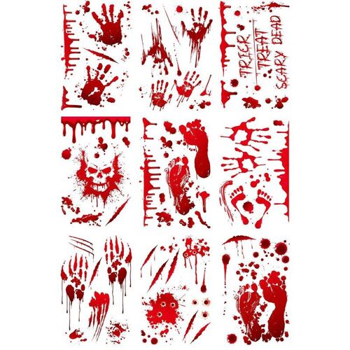 Autocollants Muraux Décoratifs En Pvc Avec Empreinte De Sang Et Empreinte De Main Sur Le Verre, Pour Le Salon, La Voiture Ou La Fête, Pour Halloween