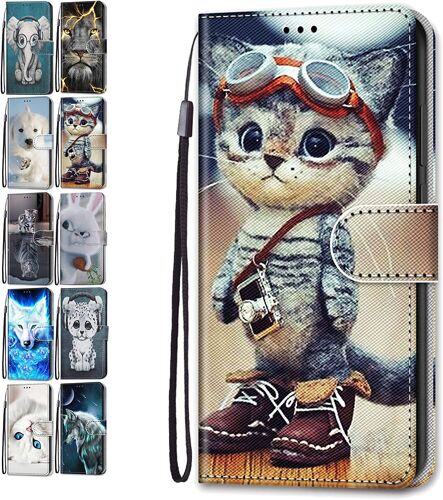 Coque Pour Samsung Galaxy S8 Cuir Flip Motif Avec Fentes De Carte Pochette A Rabat Protecteur Etui Housse - Chat