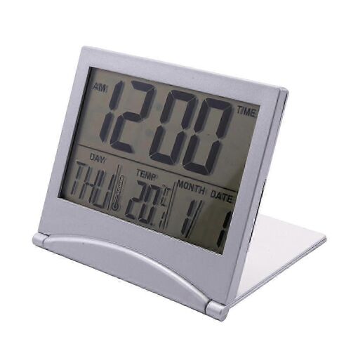 Réveil de voyage numérique à piles Portable Grand nombre Affichage Horloge avec température 12/24H Petite horloge de bureau