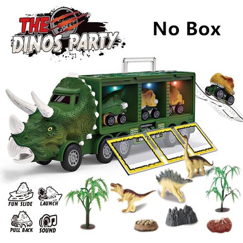 Camion De Dinosaure Pour Enfants, Jouet De Voiture, Conteneur De Voiture De Transport Triceratops, Petit Modèle De Dinosaure Avec Éclairage Musique, Jouet Cadeaux Pour Garçons