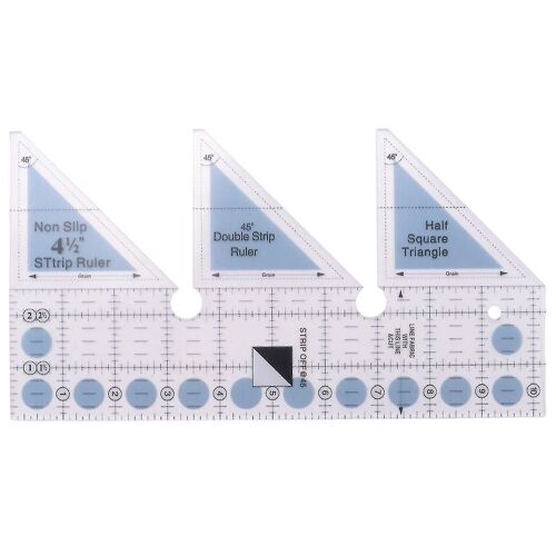 Ruler Grids 45 Degree Double Strip Ruler Non- Quarter Square Triple-Cornered Cutting Guide (10 Inc