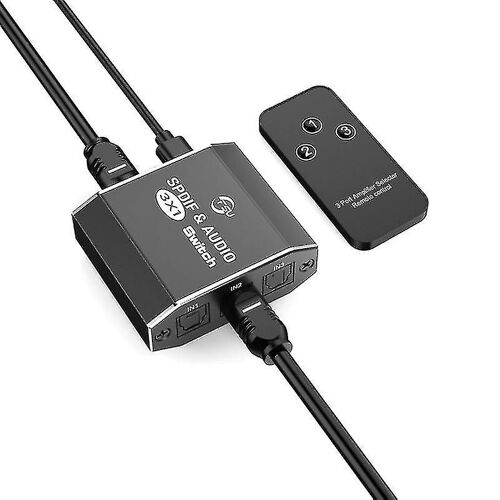 Spdif & Audio Switch Répartiteur optique 3 en 1 sortie Toslink Commutateur audio optique numérique 3X1 Adaptateur