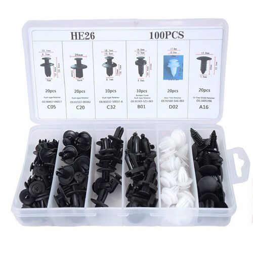 Ensemble De Clips De Fixation Pour Voiture, 100 Pièces, Boucle Universelle, Combinaison De Plastiques, En Nylon