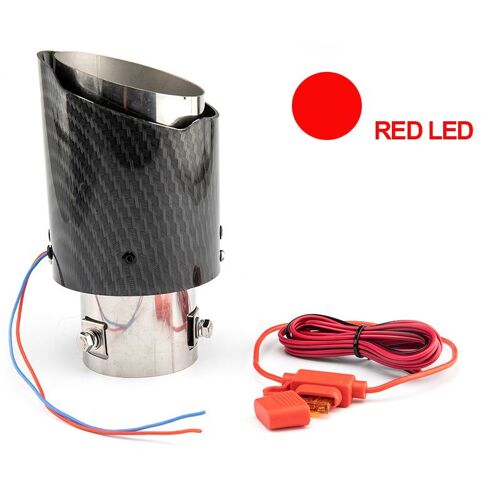 Tube De Silencieux D'échappement Universel Led Pour Voiture, Lumière Rouge/Bleue, Tuyau De Sortie Unique Modifié, Gorge Arrière