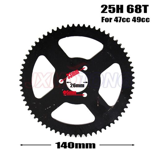 Pignon De Chaîne Arrière Pour Mini Quad, 25h 68t Tooth 26mm, 2 Temps, Pour Vélo De Poche 47cc 49cc, Quad 4 Roues Scooter