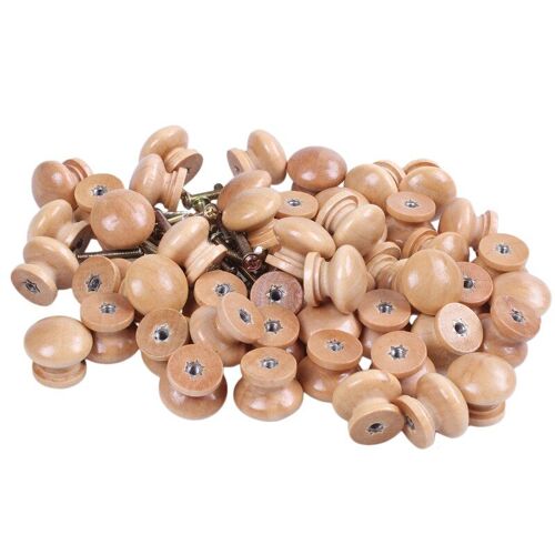 Meuble Porte Tiroir Armoire Placard Bois Rond Bouton Poignée 50pcs