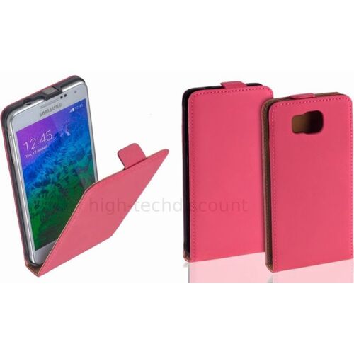 Housse etui coque pochette PU cuir fine pour Samsung Galaxy Alpha G850F + film ecran - ROSE