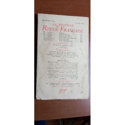 La Nouvelle Revue Française N° 309 Du 1er Juin 1939.