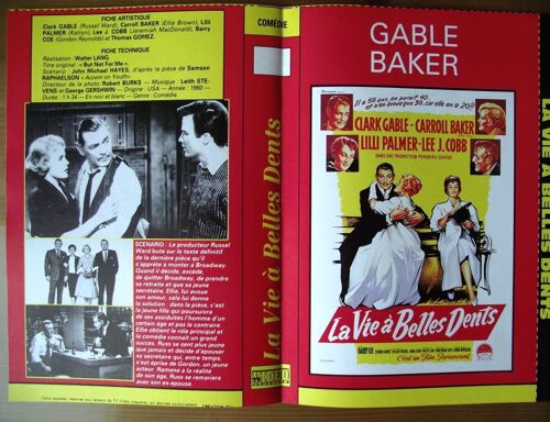 Tv Video.Jaquette Du Film.La Vie À Belle Dents.Réalisation.Walter Lang Avec Clak Gable Caroll Baker Lilli Palmer Lee J Coob