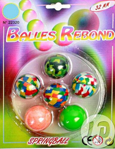 Lot De 6 Balles Rebondissantes Colorees 3 Cm Jouet