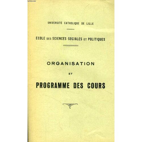 Organisation Et Programme Des Cours