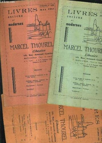Lot De 3 Catalogue De La Librairie Marcel Thourel Livres Anciens Et Modernes - N°114 Juin 1961 + N°113 Mai 1961 + N°115 Septembre 1961.