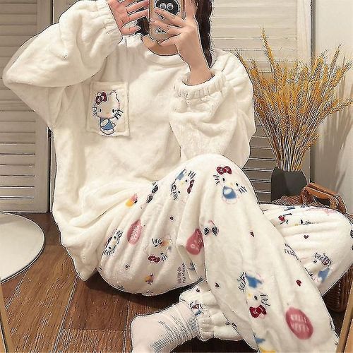 Tib Sanrio Hello Kitty Kuromi My Melody Pochacco Pajamas Set Cute Cartoon Y2k Kawaii Ins Female Student Plush Homewear Anime Gifts
