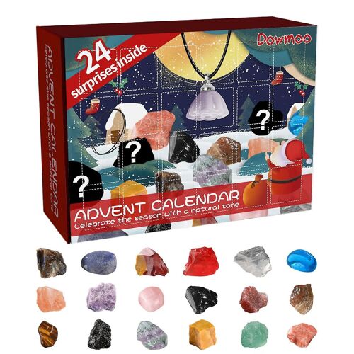 Christmas Advent Calendars Ore Blind Box Set 24 Days Countdown Surprise Precious Stone Necklace Decoration For Adult Kids Gift