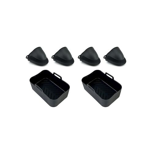 For Ninja Dz201 Foodi 8 Quart Air Fryer Silicone Pot Holder With Heat Resistant Gloves Air Fryer Accessories(black)
