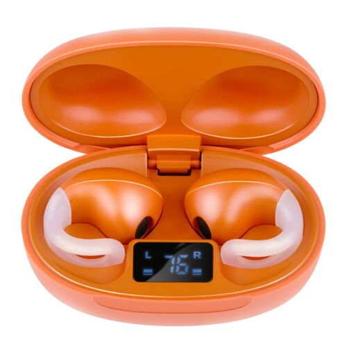 Grundig Écouteurs sans fil Bluetooth - Écouteurs intra-auriculaires avec écran LED et étui de chargement - Technologie OWS et chargeur USB-C - Orange